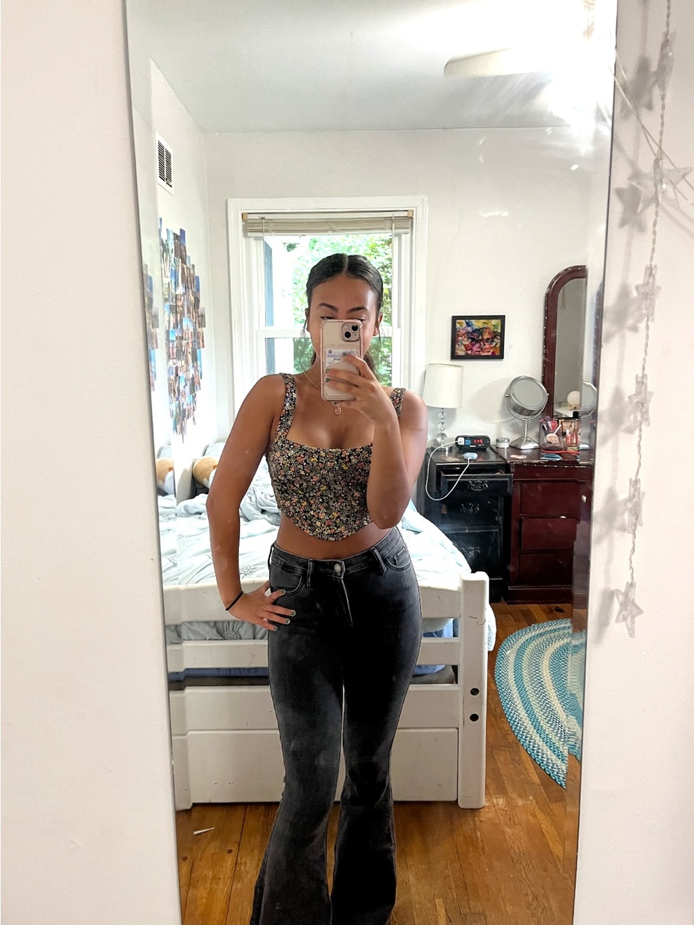 Lulu’s cropped corset floral tank going out top